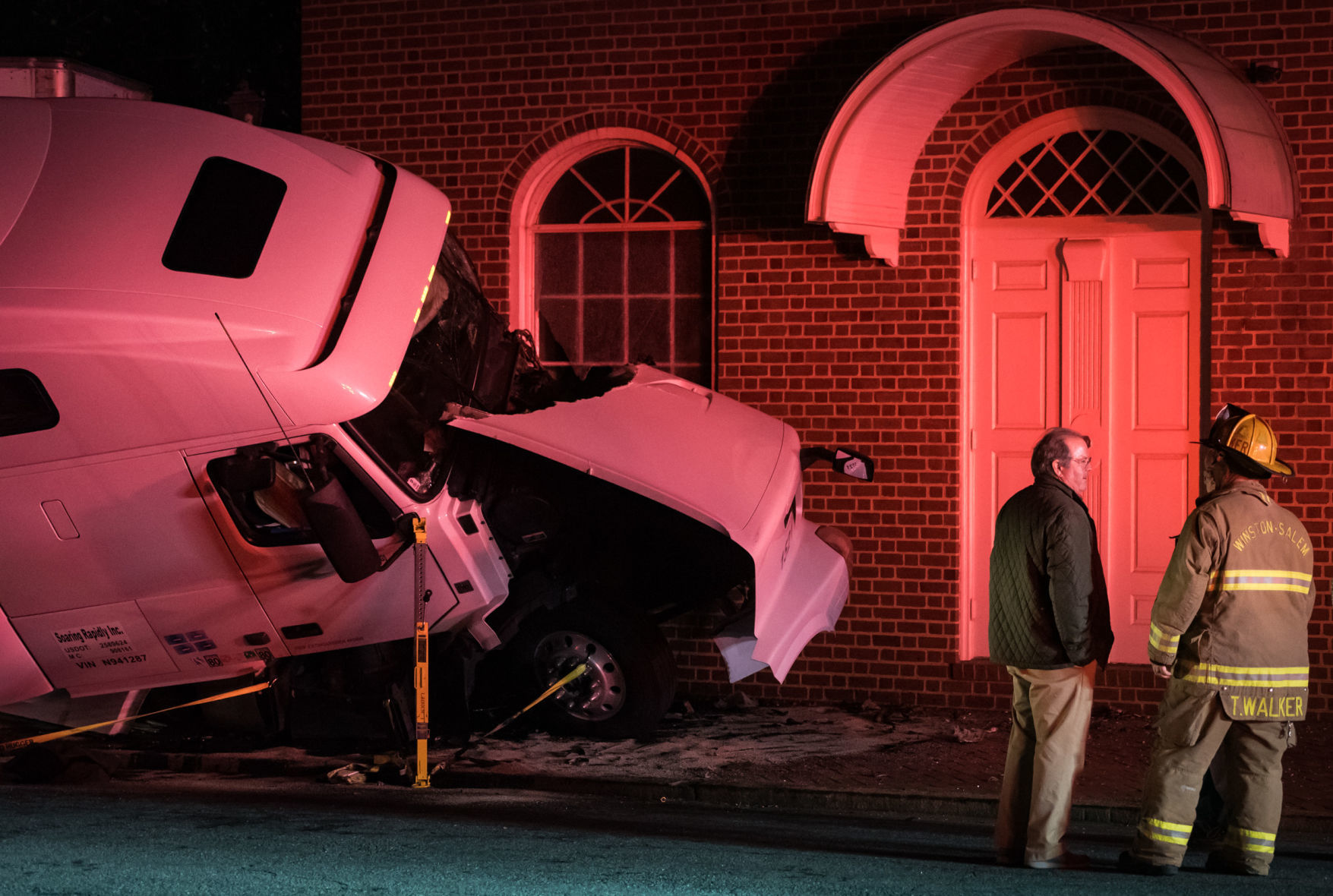Tractor Trailer Crashes into Funeral Home